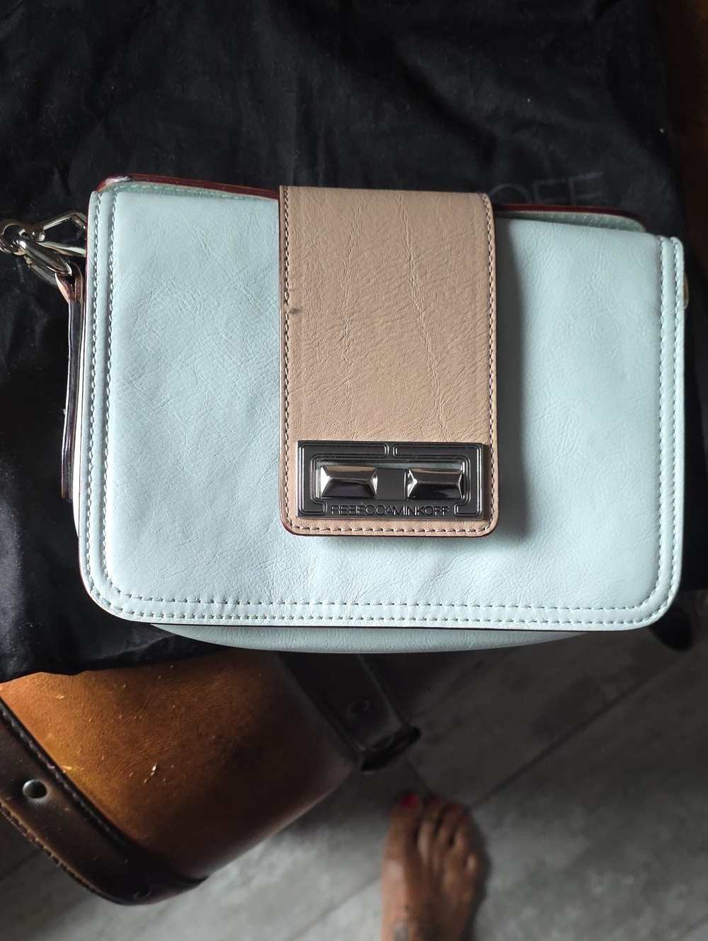 Rebecca Minkoff Light Blue and Beige Leather Crossbody 8X6X2
